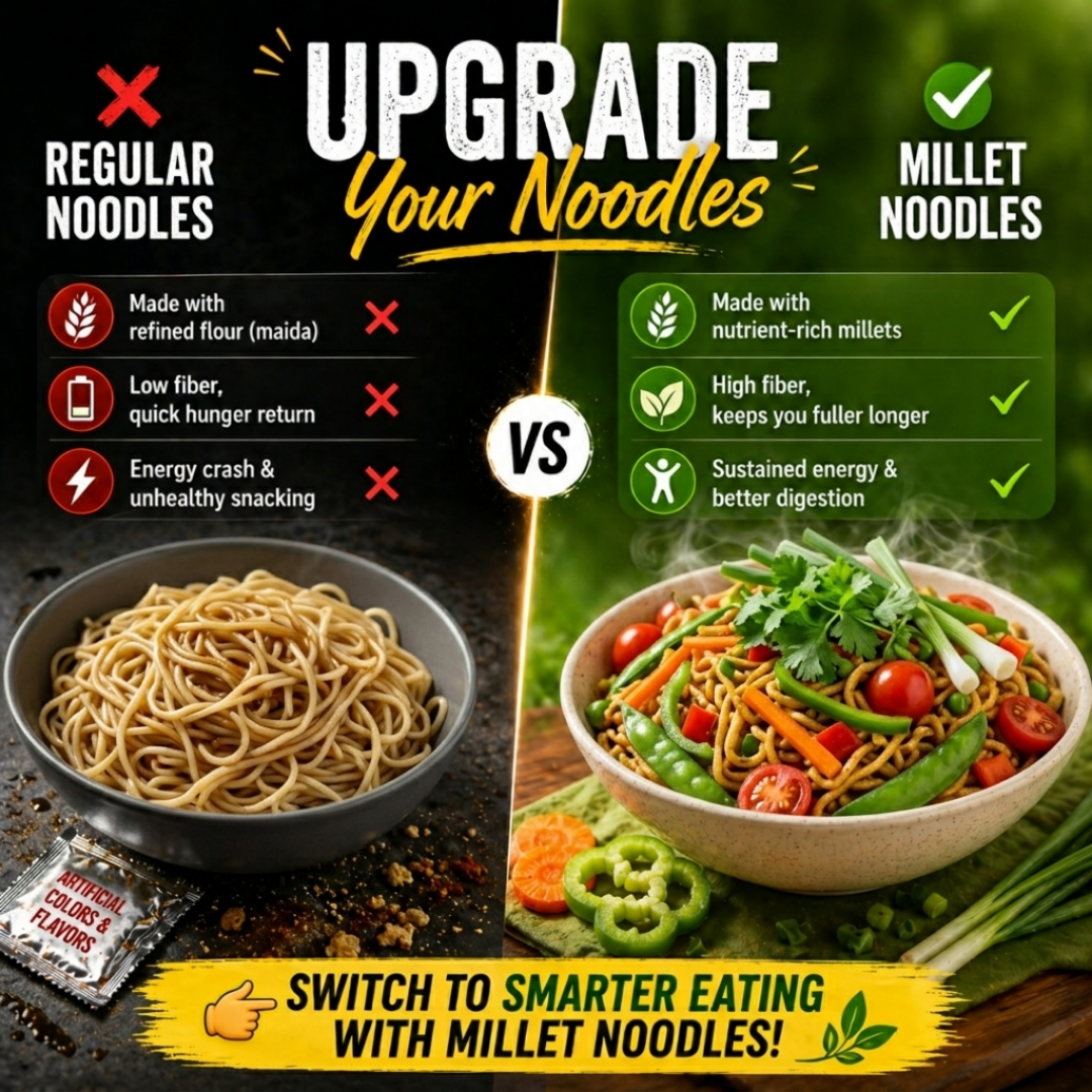 VK Foxtail Millet Noodles (95% Millet) – No Maida, Non-Fried, Natural & Healthy Noodles