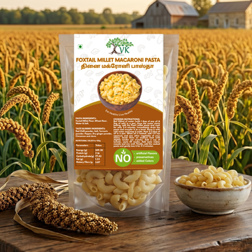 VK Foxtail Millet Macaroni Pasta (95% Foxtail Millet) | Non-Fried | High Fiber | Healthy Millet Pasta | No Artificial Colors, Flavours & Preservatives