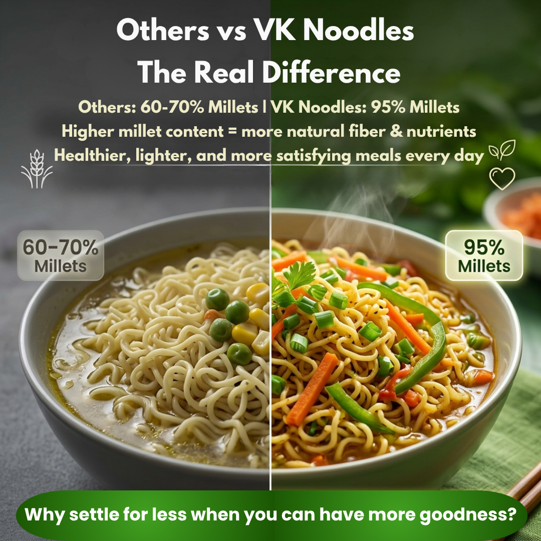 VK Healthy Noodles Combo (Pack of 5) – 95% Main Ingredient, No Maida, Non-Fried