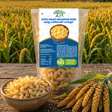 VK Stores Kodo Millet Macaroni Pasta (95% Kodo Millet) | Non-Fried | High Fiber | Healthy Millet Pasta | No Artificial Colors, Flavours & Preservatives 180g with Masala