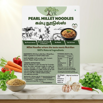 VK Pearl Millet Noodles (95% Millet) – No Maida, Non-Fried, Natural & Healthy Noodles (180g)