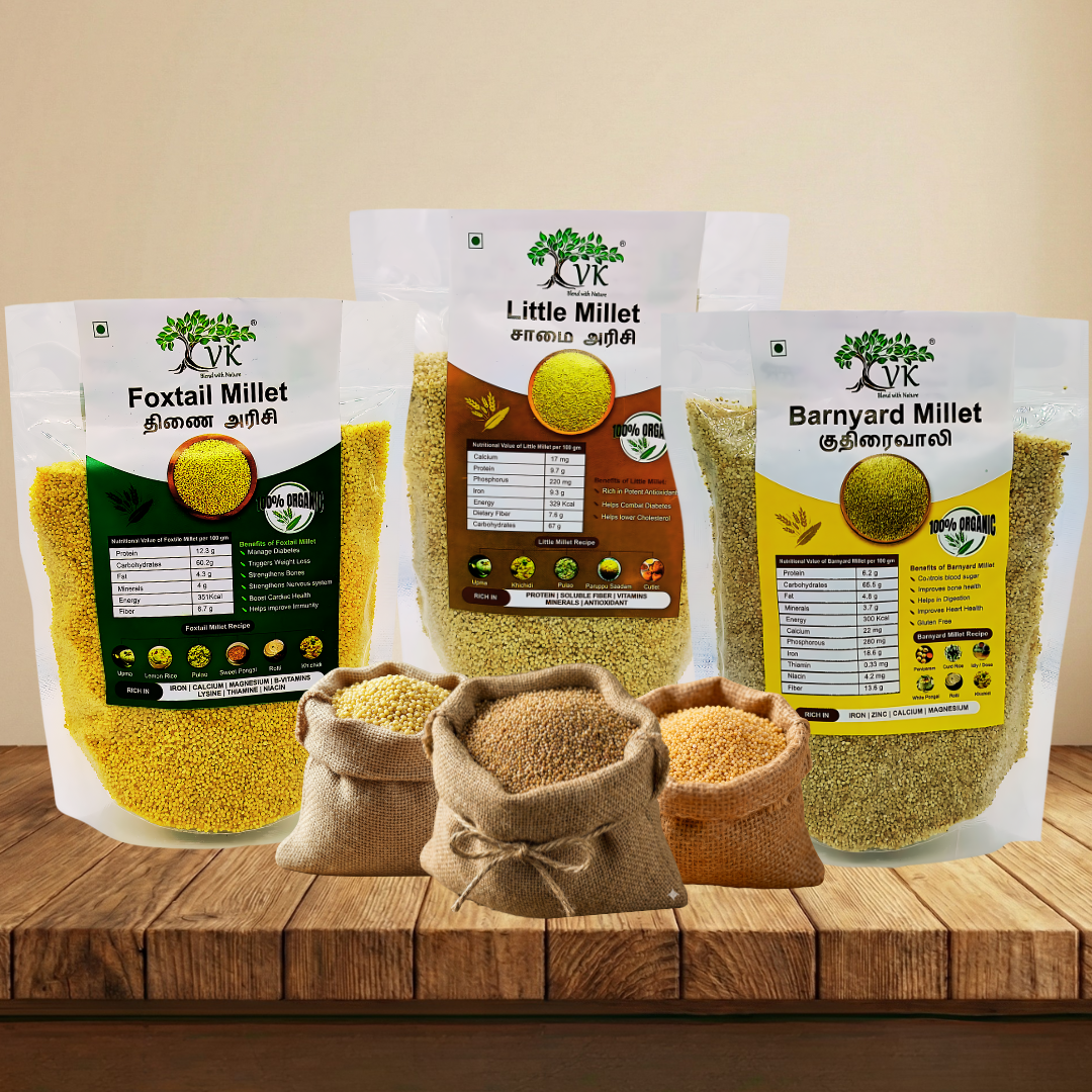 Daily Health Millet Combo | Little, Foxtail & Barnyard Millets