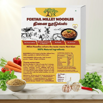 VK Foxtail Millet Noodles (95% Millet) – No Maida, Non-Fried, Natural & Healthy Noodles