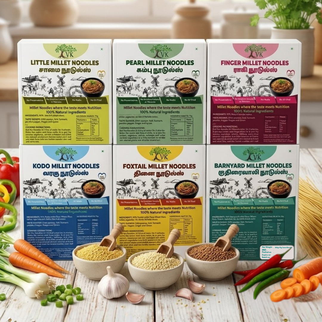 VK Millet Noodles Combo  – 95% Millet, No Maida, Non-Fried 180g each