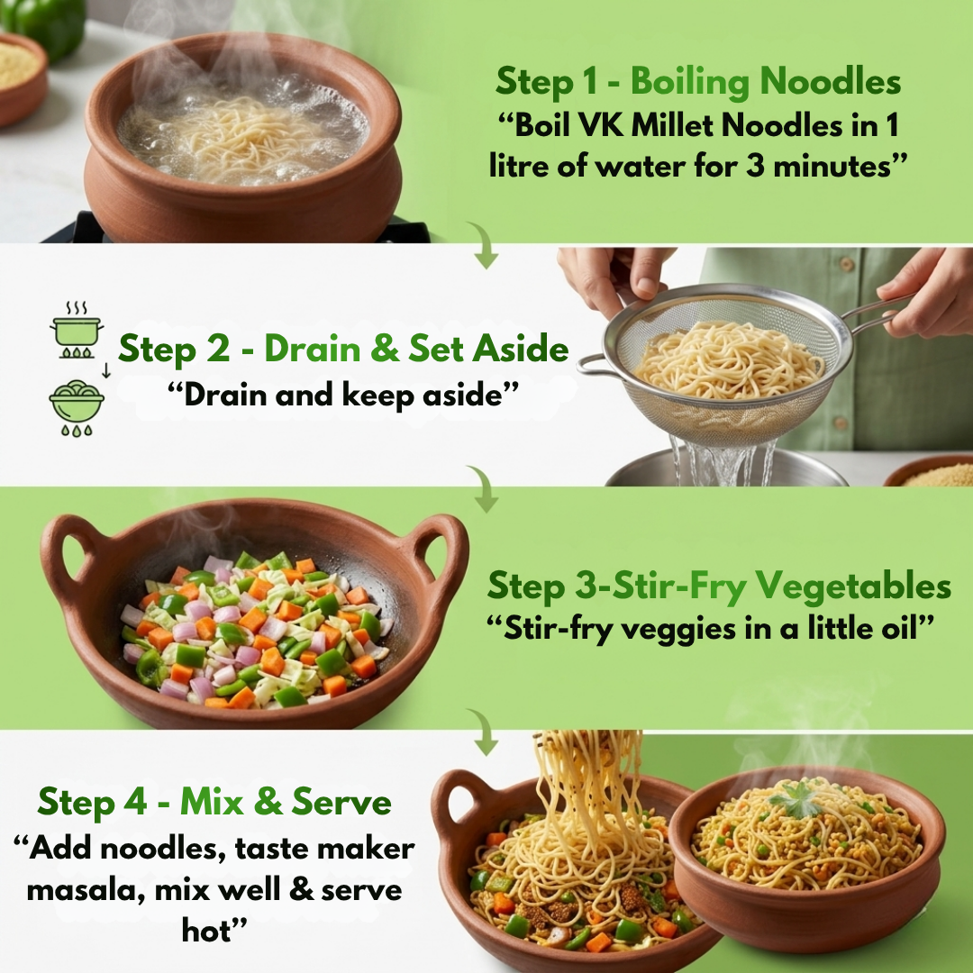 VK Healthy Noodles Combo (Pack of 5) – 95% Main Ingredient, No Maida, Non-Fried